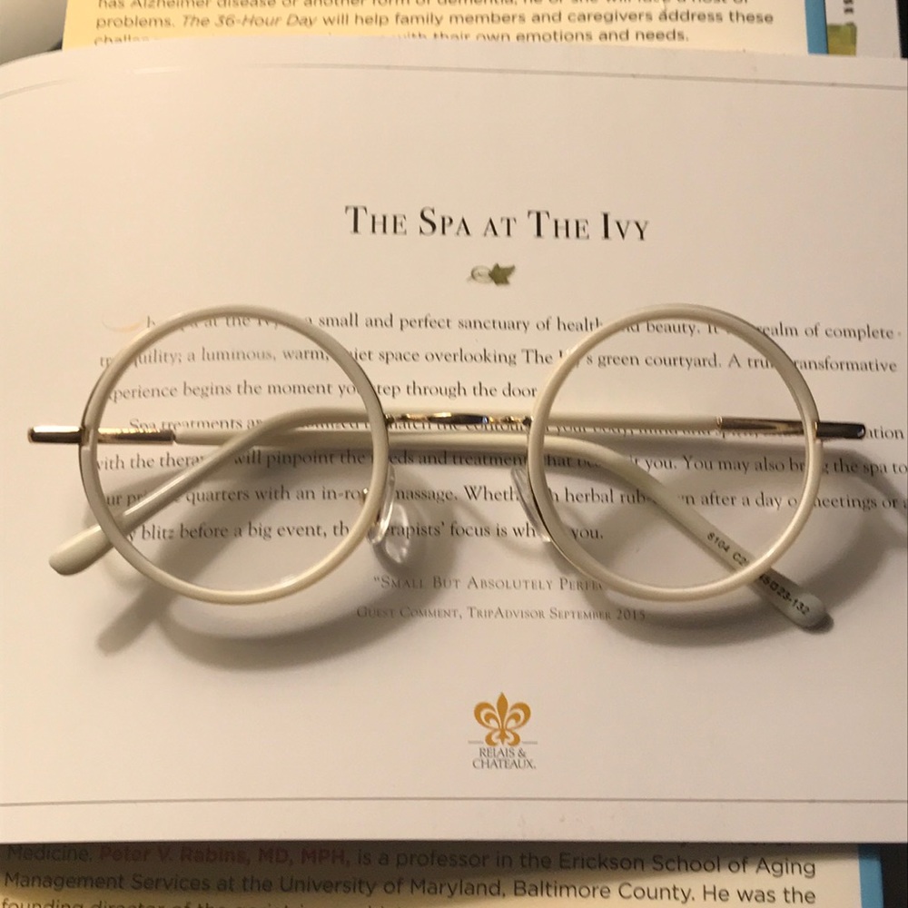 Gorgeous round ivory and gold eyeglasses Rx-able